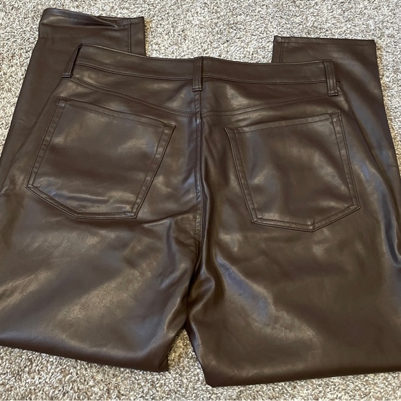Old Navy | High-Waisted OG Straight Faux-Leather Ankle Pants | Chocolate Brown - Picture 4 of 10